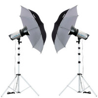 Flashpoint 1220A Portrait Wedding Monolight Kit, with Two 1220A Monolights, Stands, Umbrellas & Case