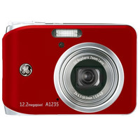 General Electric A1235 Digital Camera, 12.2 Megapixels, 3x Optical Zoom, 5.7x Digital Zoom, 2.5" LCD Display, Red