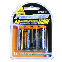 Power2000 AA Rechargeable Batteries, 1.2 volt Nickel Metal Hydride (NiMH), 2900 mAh, Pack of Four.