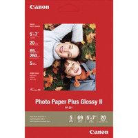Canon Photo Paper Plus Glossy II Inkjet Paper, 5" x 7", 20 Sheet Pack