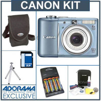 Canon Powershot A1100 IS Digital Camera Kit, Blue with 4 GB SD Memory Card, Camera Bag, Table Top Tripod, 4 AA Nickel Metal Hydride (Ni MH) 2900 mAH Rechargeable Batteries with 4-Hour AA & AAA Quick Charger, 110/220 volt. Professional Lens Cleaning Kit