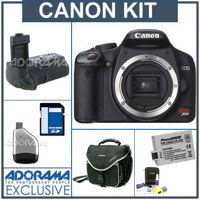Canon Digital Rebel XSi SLR Camera Kit, Black with 8 GB SD Memory Card, Pro Verical Grip / Battery Holder, Spare LP-E5 Lithium-Ion Rechargeable Battery, Slinger Camera Bag, USB 2.0 SD Card Reader, Professional Lens Cleaning Kit