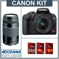 Canon Digital Rebel XS SLR "Black" 2 Lens Kit with EF-S 18-55mm f/3.5-5.6 Image Stabilizer Lens & EF 75-300mm f/4.0-5.6 III Lens