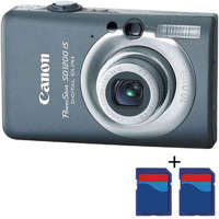 Canon Powershot SD1200 IS Digital Elph Camera, 10.0 Megapixels, 3x IS Optical Zoom, 2.5" LCD Display, Dark Gray with two FREE Sandisk 1GB Ultra II SD Memory Cards