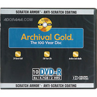Delkin DVD-R Archival Gold Scratch Armor, 4.7 GB, 10 Pack with Sleeves