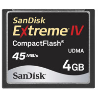 SanDisk 4 GB Extreme IV Compact Flash Memory Card.