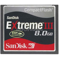 SanDisk 8 GB Extreme III Compact Flash Memory Card.