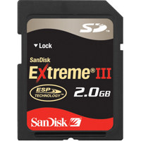 SanDisk 2 GB, Extreme III Secure Digital (SD) Memory Card.