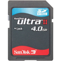 SanDisk 4 GB, 60x Speed Ultra II Secure Digital High Capacity (SDHC) Memory Card, with Card Reader