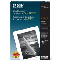 Epson Ultra Premium Presentation Flat Matte Bright White Inkjet Paper, 13" x 19", 50 Sheets