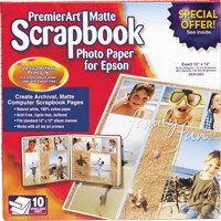 Epson Premiere Art Scrapbook Photo Matte Inkjet Paper, 12 mil, 12" x 12", 10 Sheets.