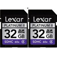 2-Pack Lexar 32GB 60x Platinum II SDHC Memory Cards $149.95