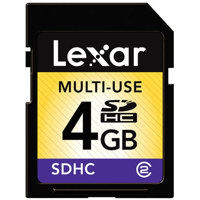 Lexar 4 GB Secure Digital High Capacity (SDHC) Memory Card.