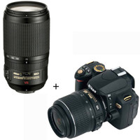 Nikon D60 Black Gold Special Edition Digital SLR Camera Two Lens Kit, with 18-55mm f/3.5-5.6 G ED AF-S DX VR & & 70mm - 300mm f/4-5.6G ED-IF AF-S VR - USA Warranty