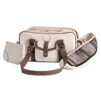Jill.e Weatherproof Small Bone Leather Camera Bag with Brown Leather Croc Trim Exterior, Velcro Divider Interior