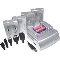 Lenmar Mach 1 Fusion Speed Charger for Li-ion & NiMH Batteries, with AA Ni-MH Batteries, Plates, USB Cable, Car Cord & Adapter Ends