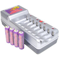 Lenmar 8 Station AA/AAA AC Charger with 4 AA 2000mAh Nickel-Metal Hydride Rechargeable Batteries.