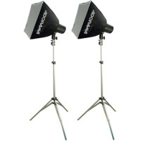 Adorama Budget Studio Monolight Softbox Kit #12, with 2 100 watt Second Budget Flashes, Light Stands & Two 12" x 12" Softboxes