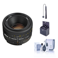 Nikon 50mm f/1.8D AF Lens Kit with 5 Year U.S.A. Warranty, Tiffen 52mm UV Filter, Lens Cap Leash, Professional Lens Cleaning Kit