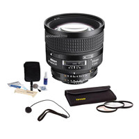 Nikon 85mm f/1.4D IF AF Nikkor Lens Kit with 5 Year U.S.A. Warranty, Tiffen 77mm Photo Essentials Filter Kit, Lens Cap Leash, Professional Lens Cleaning Kit