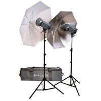 Interfit Photographic Stellar 300ws 2-Monolight 2-Umbrella Kit, with Reflectors, Stands & Cases, Total 600ws.