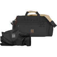 Porta Brace Black with Red Trim DV Organizer Field Production Bag with Universal Cradle and QSM3 Quick Slick Mini Rain Protector, for most Mini DV Cameras