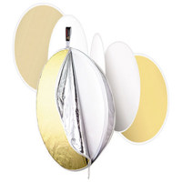 Photoflex MultiDisc Five-In-One Portable Reflector with Gold, Soft Gold, White, Silver & Translucent Fabrics, Small 22", 56cm.