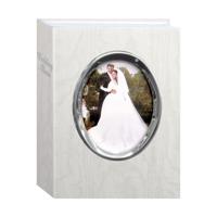 Pioneer WFM-46, Bound Mini Wedding Photo Album with White Oval Framed Cover, Holds 100 4" x 6" Poctures