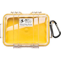 Pelican 1020 Watertight Hard Micro Case with Rubber Liner - Clear / Yellow