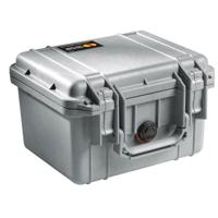 Pelican 1300 Watertight Mini-D Hard Case with Foam Insert - Silver