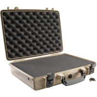 Pelican Attache' Style Small Computer Watertight Hard Case with Foam Insert -Desert Tan