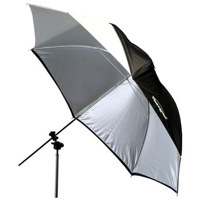 Photogenic 45" Umbrella White Satin, With Removable Black Backing Cover, Has Exposed Ribs (UW45)