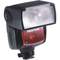 Pentax AF-360FGZ Dedicated Shoe Mount Zoom Flash, Guide Number of 119, ISO 100.