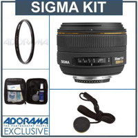 Sigma 30mm f/1.4 EX DC HSM AutoFocus Standard Lens Kit, for Canon EOS Digital SLR Cameras. with Tiffen 62mm UV Filter, Lens Cap Leash, Professional Lens Cleaning Kit