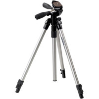 Sunpak 3300 PRO Tripod with 3-Way Pant Tilt Head & Quick Release, Extends to 64.4", Supports 11 lbs, Tritanium Alloy - Silver Finish