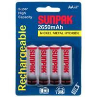 Sunpak Set of Four AA Ni-MH 2650mAh Batteries