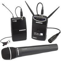 Samson UHF Micro 32 Channel Camera Mountable Lavalier Wireless System with T32 BeltPack & Audio Technica AT-831 Cardioid Mic