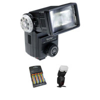 Vivitar 285HV Non-Dedicated Shoe Mount Flash - Basic Outfit with 4 NiMH Batteries, Charger, Sto-Fen Omni-Bounce Flash Diffuser