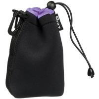 Zing Medium Drawstring Pouch - Black with Purple top hem (7" long/4"diameter)