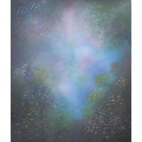Adorama Belle Drape Scenic Series, 10' x 12' Painted Muslin Background, Style #912. Color: Lilacs with Blue Hot Spot