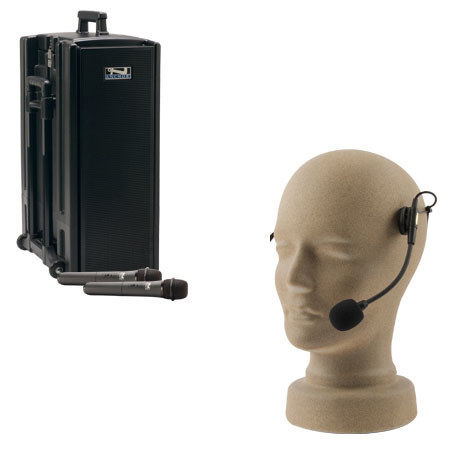 Anchor Audio Beacon BDP-7500/HH/HBM AC/DC Powered Sound System, MP3 Player, 2 Wireless Receiver, Handheld/Headband Microphone, Bodypack Transmitter