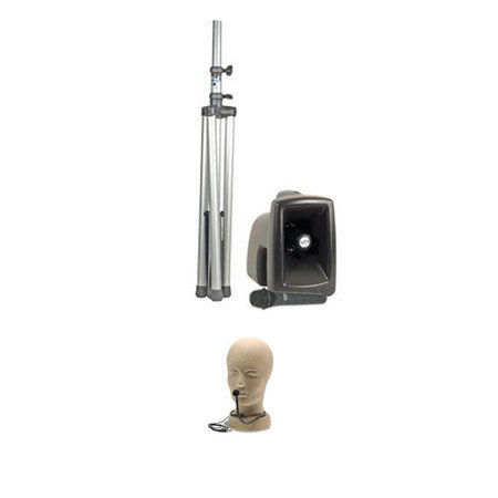 Anchor Audio MEGA-7500U1 MegaVox Pro with 1 Wireless Receiver, SS-550 Heavy-Duty Speaker Stand and Collar Microphone