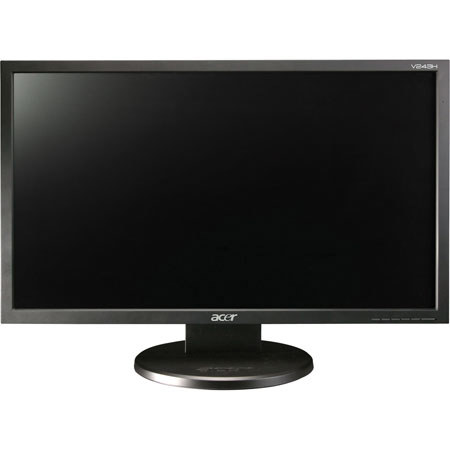 Acer V Series V243H AJbd 24" Widescreen LCD Computer Display, 1920x1080 Resolution, 80000:1 Contrast Ratio, 2 ms Gray-to-Gray Response Time