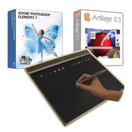 Adesso CyberTablet Z12A Ultra Slim 10x6" Widescreen Slim USB Graphic Tablet w/Adobe Photoshop Element 7.0 & Artrage 2.5, 1024 LPI with 12 Function, 16 