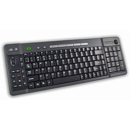 Adesso WKB-3200UB RF Wireless Multimedia Compact Trackball Keyboard with 800 DPI Optical Trackball, 30' (10m) Range