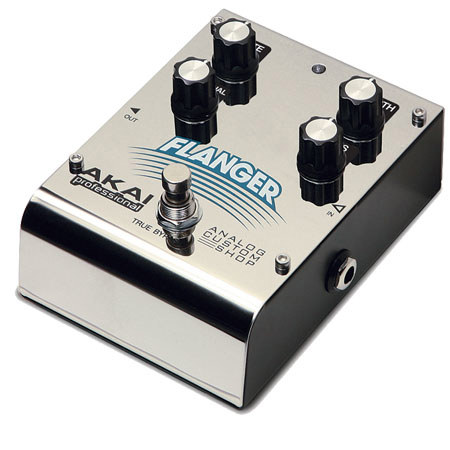 Akai Analog Flanger Effects Pedal - Rate, Depth, Manual and Res knobs in Heavy Duty Polished Stainless Steel Housing