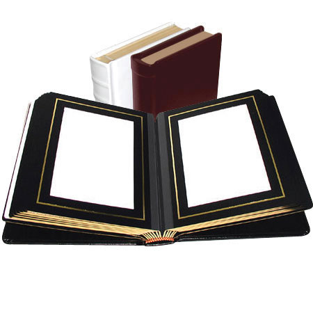 Adorama Classic Photo Album, Burgundy Leather Cover with Library Bound Black Pages, Holds 36 5&quot; x 7&quot; Prints image