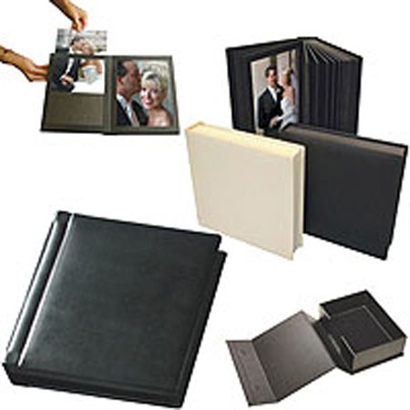 Flora Allure Series, Professional Bound Slip in Album with Leather Cover, Medallion - Black Cover with Black Pages, 18 Page Capacity Holds 36 8&quot; x 10&quot; Photos. image