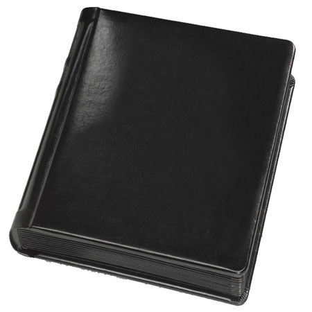 Flora Bella Series, Professional Library Bound Album, Medallion - Black Cover with Black Trimmed Black Pages, 12 Page Capacity Holds 24 4" x 6" Photos. image