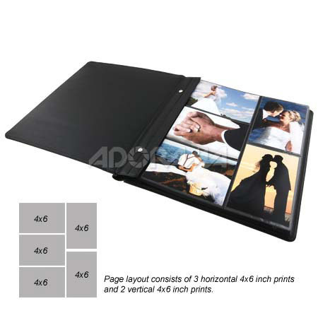 Adorama 4&quot; x 6&quot; Post Bound Preview Proof Album with 25 Pages, Holds 5 Photos per Page, 250 Total, Black Faux Leather Cover image